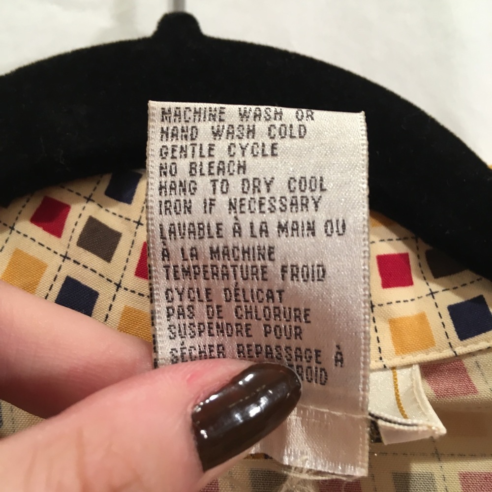 Vintage Silk Square Pattern Button Down - image 3